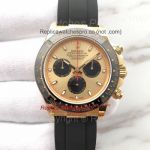 Swiss Copy Rolex Daytona Watch Gold Dial Ceramic Bezel Rubber Band